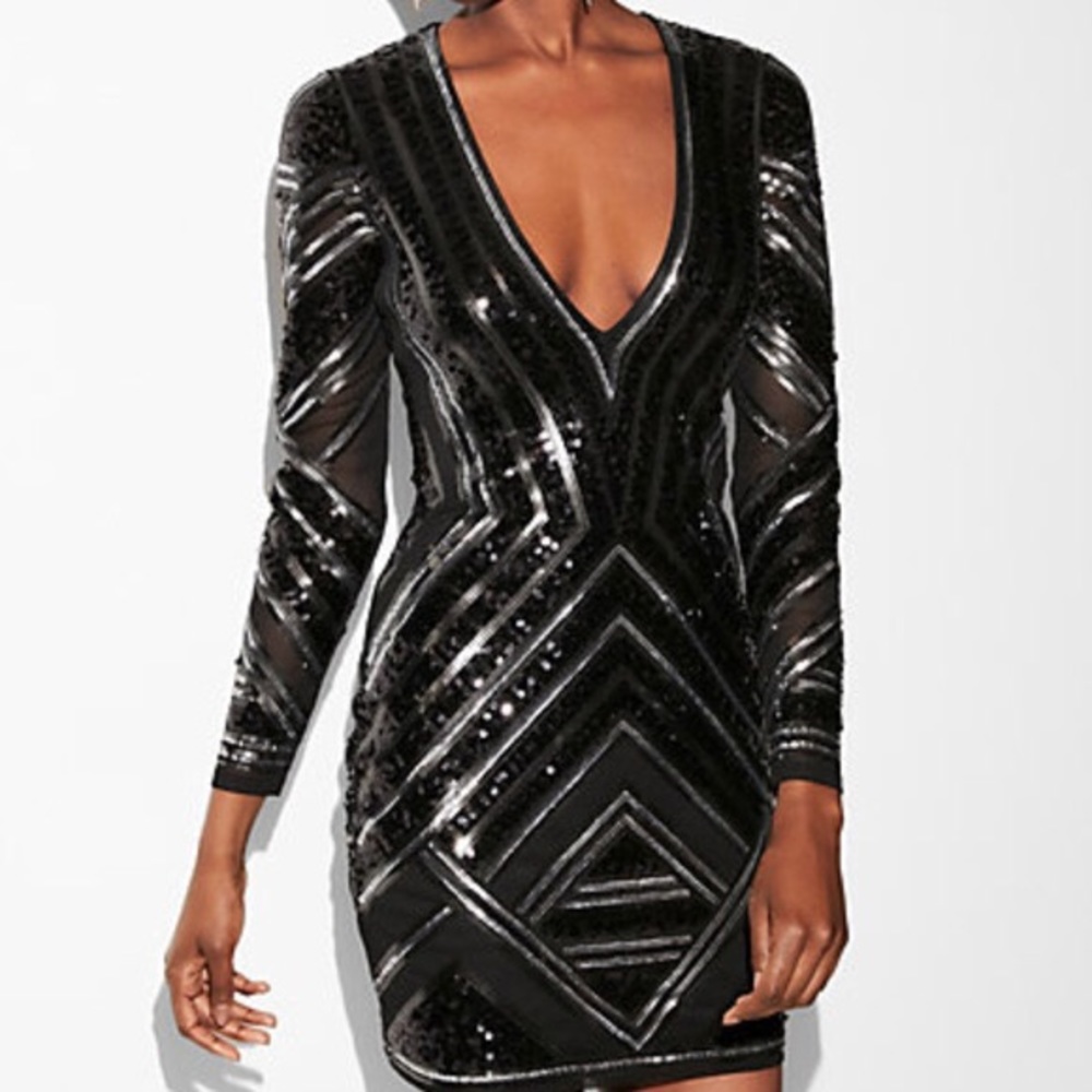 NYE Express long sleeve sequin bodycon dress